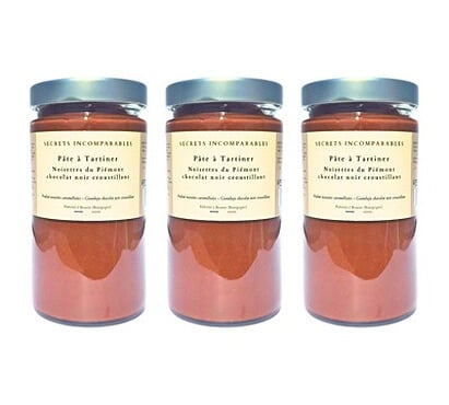 Secrets Incomparables - Pâte à Tartiner Noisette du Piémont IGP Chocolat Noir Croustillant (Offre -5%: 720gx3)