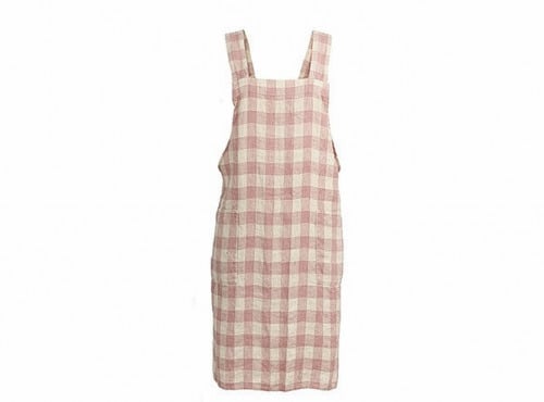 Maison de Vacances - Tablier Japonais - Toile Vintage Vichy bois de rose - S/M