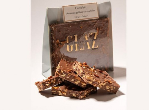 Glaz la chocolaterie de la presqu’île - Carré chocolat lait amandes grillées caramélisées