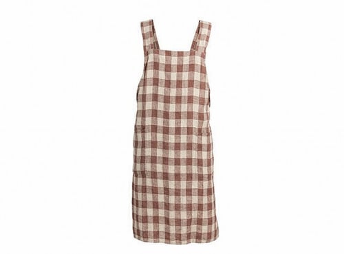 Maison de Vacances - Tablier Japonais - Toile Vintage Vichy terracotta - S/M