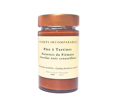 Secrets Incomparables - Pâte à Tartiner Noisette du Piémont IGP Chocolat Noir Croustillant 200g