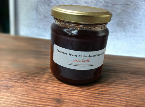 La table noire Eperluette - Confiture fraises Rhubarbe et citron noir 225g