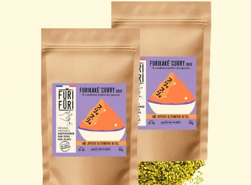 FuriFuri - Condiment sésame & algues- Furikaké- éco recharge Curry doux Duo