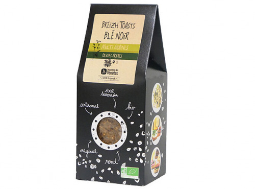 Biscuiterie des Vénètes - Toast blé noir multi-graines aux olives noires