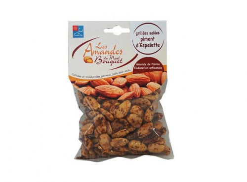 Les amandes et olives du Mont Bouquet - Amandes grillées salées au piment d'Espelette 200g