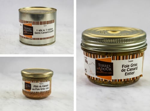Terres d'Adour - Colis Gourmand "Le Chalossais" : Foie Gras, Demi canard confit et Pâté au foie gras