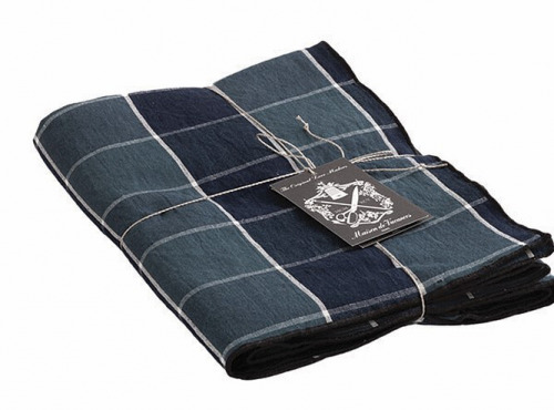 Maison de Vacances - Nappe Bourdon - Toile Mimi Nara pétrole noir - 170x240