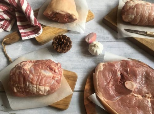 Ferme de Pleinefage - Colis de porc à mijoter : rouelle, jarret, rôtis