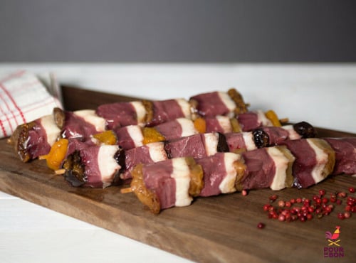 Ferme de Pleinefage - Assortiment de brochettes de magret canard aux fruits - Lot de 4