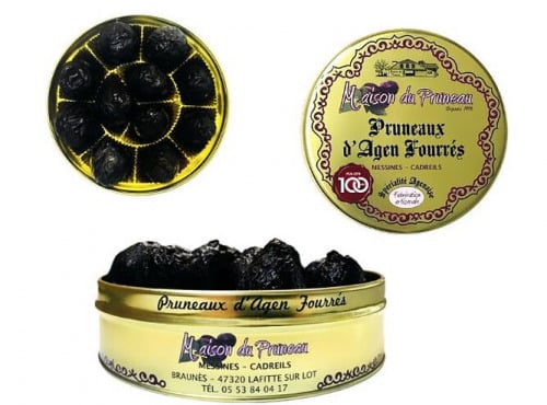 Maison du Pruneau - Cueillette du Gascon - Pruneaux Fourrés - Boîte Métal Or des 100 Ans - 600g