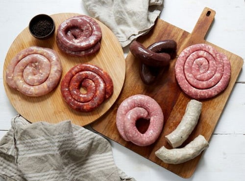 Ferme de Pleinefage - Assortiment de Saucisses (canard, poulet, porc), Merguez, Boudins et Andouillettes - 2 personnes