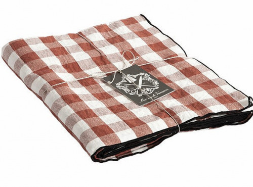 Maison de Vacances - Nappe Bourdon - Toile Mimi Vichy argile noir - 145x145