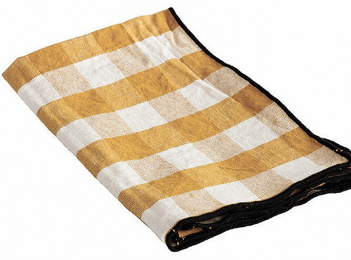 Maison de Vacances - Serviette Bourdon - Toile Mimi Vichy ocre noir - 45x45
