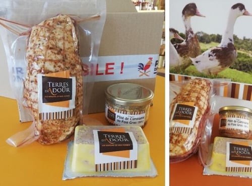 Terres d'Adour - Colis Spécial Repas de Fêtes avec Foie Gras Mi-Cuit - 4/5 Personnes