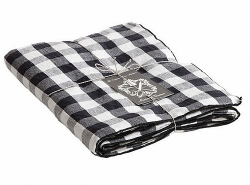 Maison de Vacances - Nappe Bourdon - Toile Mimi Vichy noir - 145x145