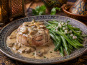 Le Paradis d'Escargot - paupiette de veau savoureuse a la crème et champignons accompagné d'haricots verts pour 1 gourmand